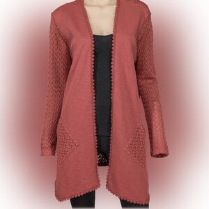 Natural Reflections Rust FRENCH TERRY OPEN FRONT CARDIGAN SIZE M